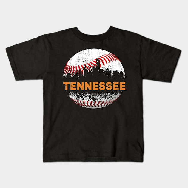 Tennessee Souvenir Cities Skyline Baseball I Love Tennessee Kids T-Shirt by Jhon Towel